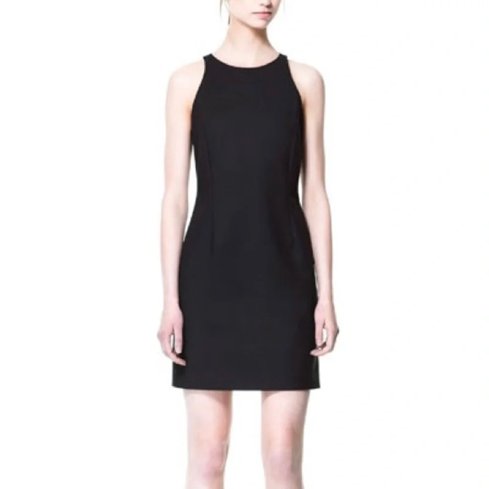 Zara Black Fitted Dress Size Medium